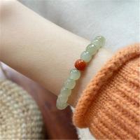 Pulseras de piedras preciosas, Hetian Jade, con Yunnan Red Agate, para mujer, libre de níquel, plomo & cadmio, 7x8mm, Vendido para aproximado 6.3 Inch Sarta