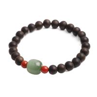 Gemstone Náramky, kadidlo dřevo, s Hetian Jade & Yunnan Red Achát, pro ženy, 7mm, Prodáno By Strand