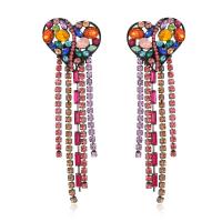 Fashion Fringe Boucles d'oreilles, alliage de zinc, pour femme & avec strass, plus de couleurs à choisir, protéger l'environnement, sans nickel, plomb et cadmium, 105x33mm, Vendu par paire