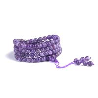 108 Mala kralen, Amethist, uniseks & anti-vermoeidheid, purper, 108pC's/Strand, Per verkocht 7.5 inch Strand