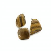 Tiger Eye Hangers, met Ijzer, Nuggets, gepolijst, gemengde kleuren, 17-24mm, Verkocht door PC