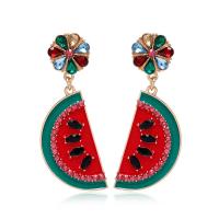 Sinc Alloy Earrings, Watermelon, jewelry faisin & do bhean & cruan & le rhinestone, 60x20mm, Díolta De réir Péire