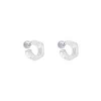 Boucle d'oreille bijoux acrylique, 925 thaïlande argent sterling puce boucle d'oreille, bijoux de mode & pour femme, 23x10mm, Vendu par paire