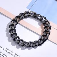 Sinc Alloy Bracelet, gunna dubh plátáilte, jewelry faisin, dubh, Fad 17 cm, Díolta De réir PC