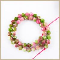 Unakite perle, Krug, uglađen, Star Cut Faceted & možete DIY, miješana boja, 8mm, Prodano Per 38 cm Strand