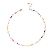 Glass Seed Beads Ketting, Zinc Alloy, met Seedbead, uniseks, gemengde kleuren, Lengte 49.3 cm, Verkocht door PC