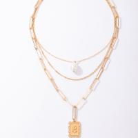 Multi Layer Necklace Zinc Alloy with Plastic Pearl for woman golden Length 44.5 cm Sold By PC