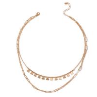 Collier de mode Multi couche, alliage de zinc, Placage, pour femme, doré, Longueur 44.5 cm, Vendu par PC