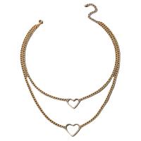 Collier de mode Multi couche, alliage de zinc, coeur, Placage, Double couche & unisexe, doré, Longueur 41.3 cm, Vendu par PC