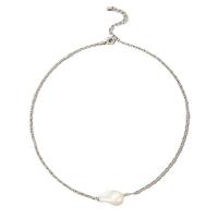 Plast pärlhalsband, Zink Alloy, med Plast Pearl, Unisex, silver, Längd 50 cm, Säljs av PC