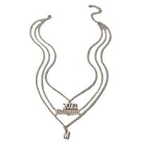 Collier de mode Multi couche, alliage de zinc, Placage, trois couches & unisexe, argent, Longueur 42.7 cm, Vendu par PC