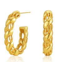 Brass Stud Earring 18K gold plated fashion jewelry & for woman golden Sold By Pair