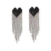 Faisean Fringe Earrings, Rhinestone, le Sinc Alloy, Croí, plátáilte, do bhean, dathanna níos mó le haghaidh rogha, 26x86mm, Díolta De réir Péire