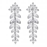 Pendientes de Diamantes de Imitación, aleación de zinc, con rhinestone de acrílico, chapado, para mujer & con diamantes de imitación, más colores para la opción, libre de níquel, plomo & cadmio, 85x26mm, Vendido por Par