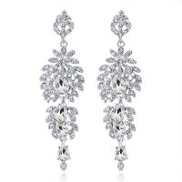 Rhinestone Ørering, Zinc Alloy, platin farve forgyldt, for kvinde & med rhinestone, nikkel, bly & cadmium fri, 82x23mm, Solgt af par