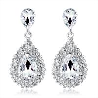 Rhinestone Earring Zinc Alloy platinum color plated for woman & with rhinestone nickel lead & cadmium free Sold By Pair