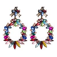 Sinc Alloy Earrings, le rhinestone aicrileach, jewelry faisin & do bhean, il-daite, 56x32mm, Díolta De réir Péire