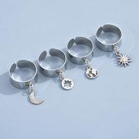 Sinc Alloy Finger Ring, 4 phíosa & jewelry faisin & do bhean, dath bunaidh, Díolta De réir Socraigh