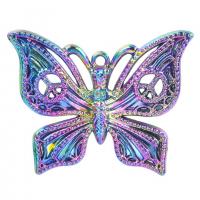 Zinc Alloy Animal Pendler, Butterfly, farverig forgyldt, mode smykker, flerfarvede, 37x29mm, Længde 45 cm, Solgt af PC