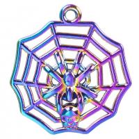 In lega di zinco animali pendenti, lega in zinco, spider web, placcato multicolore, gioielli di moda, multi-colore, 27x30mm, Lunghezza 50 cm, Venduto da PC