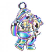 Pendentifs Noël en alliage de zinc, le père noël, Placage coloré, bijoux de mode, multicolore, 15x22mm, Longueur 50 cm, Vendu par PC