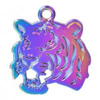 Zinc Alloy Animal Pendler, Tiger, farverig forgyldt, mode smykker, flerfarvede, 24x27mm, Længde 50 cm, Solgt af PC