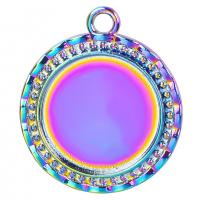 Pendentif en alliage de zinc Cabochon Cadre, Placage coloré, bijoux de mode, multicolore, 28x32mm, Longueur 50 cm, Vendu par PC