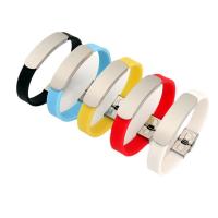 Bracelets en silicone, avec Acier titane, Placage, pour homme, plus de couleurs à choisir, Longueur Environ 8.26 pouce, 5brintoron/lot, Vendu par lot