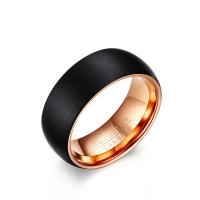 Acier de tungstène bague, Plaqué de couleur d'or rose, normes différentes pour le choix & pour homme, noire, 8mm, Vendu par PC