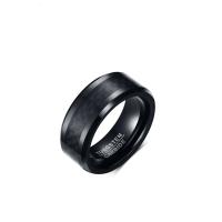 Wolfram stål Fingerring, med Carbon Fiber, poleret, forskellig størrelse for valg & for mennesket, sort, 8mm, Solgt af PC