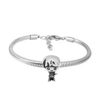 European Bracelet 316 Stainless Steel Unisex silver color Length 7.5 Inch Sold By PC