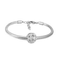 Bracelet European , Acier inoxydable 316, unisexe, argent, Longueur 7.5 pouce, Vendu par PC