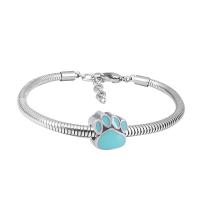 Bracelet European , Acier inoxydable 316, unisexe & émail & avec strass, argent, Longueur 7.5 pouce, Vendu par PC