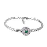 Bracciale European, 316 acciaio inox, unisex & con strass, argento, Lunghezza 7.5 pollice, Venduto da PC