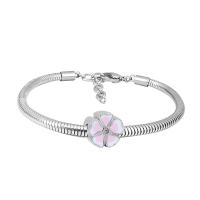 Bracciale European, 316 acciaio inox, unisex & con strass, argento, Lunghezza 7.5 pollice, Venduto da PC