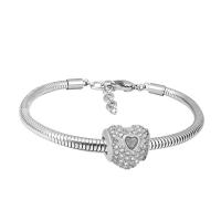 Bracciale gioielli in acciaio inossidabile, 316 acciaio inox, unisex & con strass, argento, Lunghezza 7.5 pollice, Venduto da PC