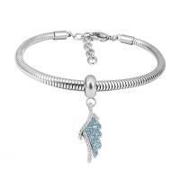 Bracciale gioielli in acciaio inossidabile, 316 acciaio inox, With Pendant & unisex, argento, Lunghezza 7.5 pollice, Venduto da PC