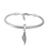 European Bracelet 316 Stainless Steel With Pendant & Unisex silver color Length 7.5 Inch Sold By PC