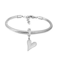 European Bracelet 316 Stainless Steel With Pendant & Unisex silver color Length 7.5 Inch Sold By PC