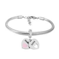 European Bracelet 316 Stainless Steel With Pendant & Unisex silver color Length 7.5 Inch Sold By PC