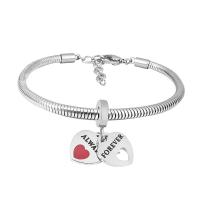 European Bracelet 316 Stainless Steel With Pendant & Unisex silver color Length 7.5 Inch Sold By PC