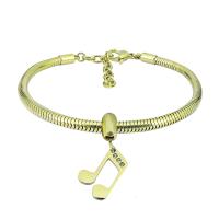 Bracelet European , Acier inoxydable 316, Avec Pendentif & unisexe, doré, Longueur 7.5 pouce, Vendu par PC