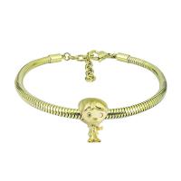 European Bracelet 316 Stainless Steel Unisex golden Length 7.5 Inch Sold By PC