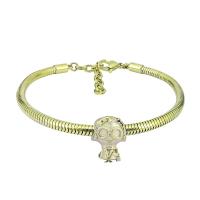 European Bracelet 316 Stainless Steel Unisex golden Length 7.5 Inch Sold By PC