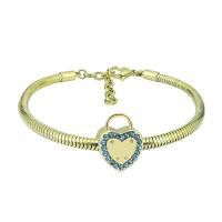 Bracciale European, 316 acciaio inox, unisex & con strass, dorato, Lunghezza 7.5 pollice, Venduto da PC