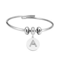 Bracelet European , Acier inoxydable 316, avec Acier inoxydable 304, unisexe & avec le motif de lettre & avec strass, argent, Longueur 7.5 pouce, Vendu par PC