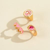 Zinklegering Ring Set, Zinc Alloy, drie stuks & mode sieraden & Tai Ji & voor vrouw & glazuur & met strass, roze, Verkocht door Stel