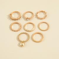 Zinklegering Ring Set, Zinc Alloy, 8 stuks & mode sieraden & met strass, gouden, Verkocht door Stel