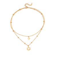 Zinc Alloy Jewelry Necklace with 1.97 extender chain Sun Double Layer & fashion jewelry & for woman golden Length 16.14 Inch Sold By PC