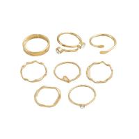 Zink-Legierungsring-Set, Zinklegierung, 8 Stück & Modeschmuck & für Frau & mit Strass, goldfarben, verkauft von setzen